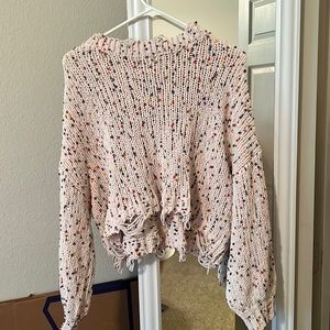 Amazon, cropped, cream knit sweater.. one size